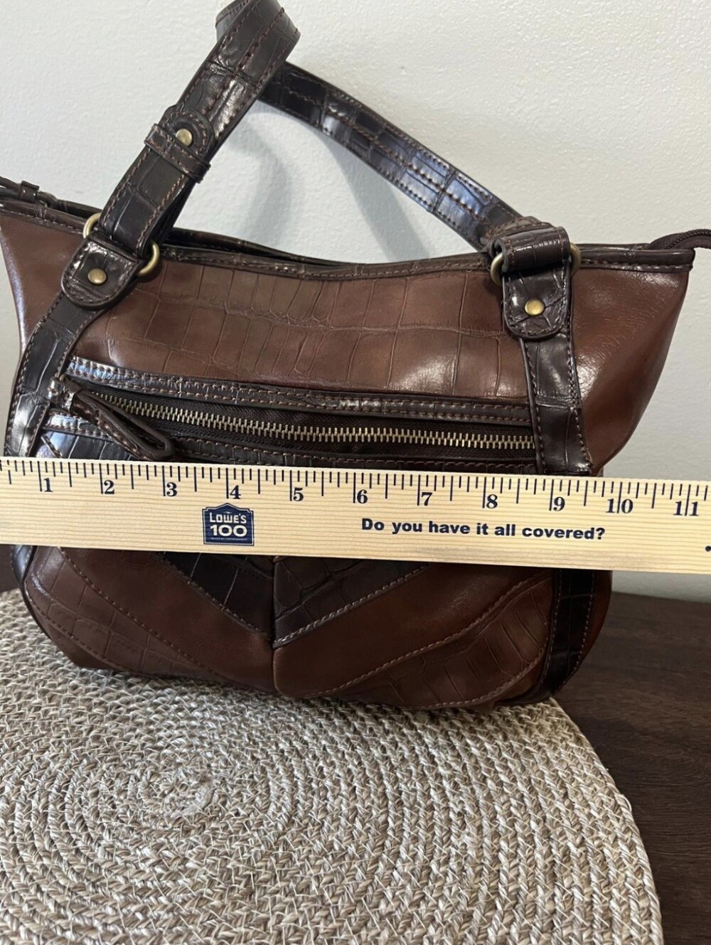 Relic Patchwork Brown Bag - Crocodile Skin Effect Women's Handbag. Vintage Y2K" - Picture 6 of 10